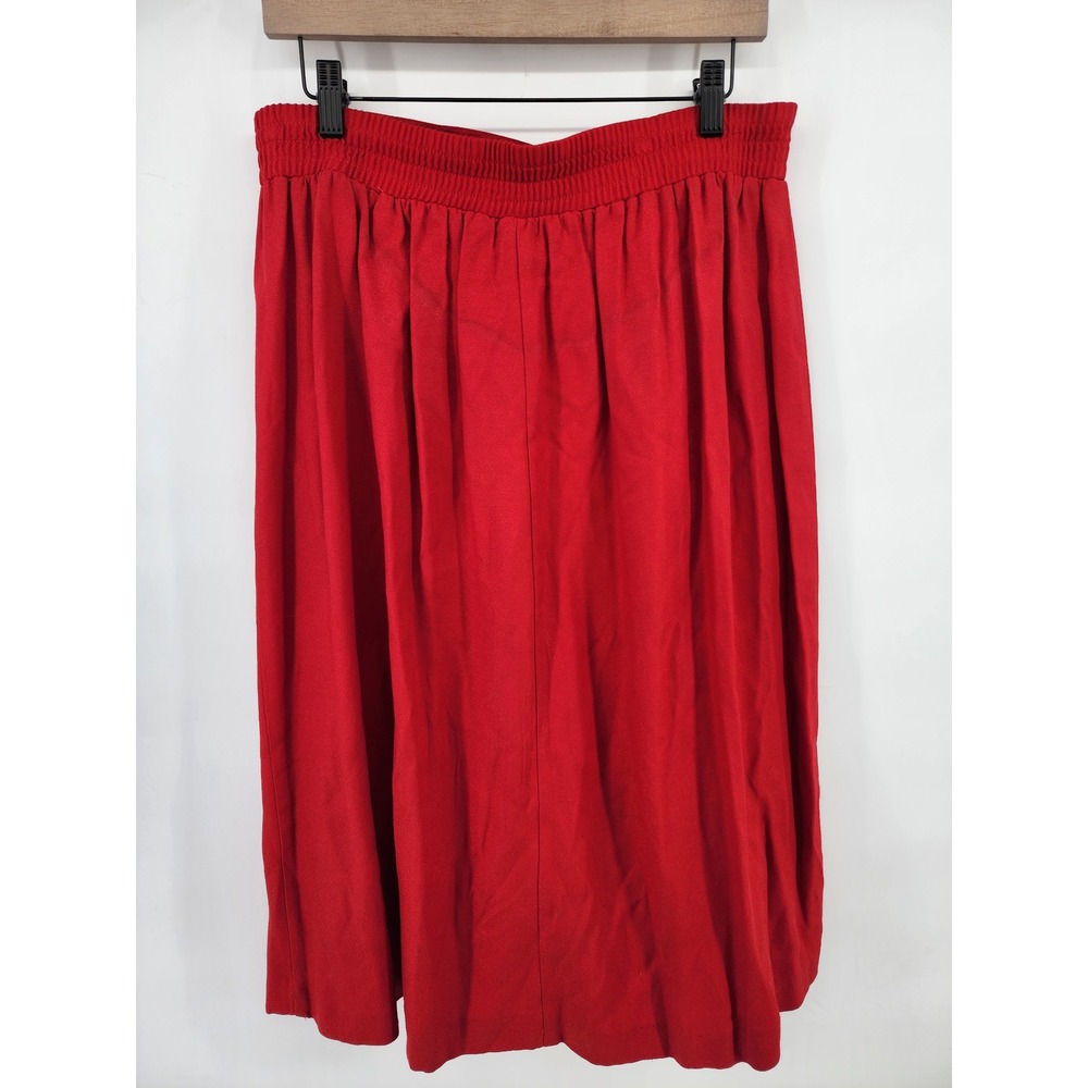 Norton McNaughton Vintage Red Pleated Midi Skirt‎ Size 14 Elastic Waist